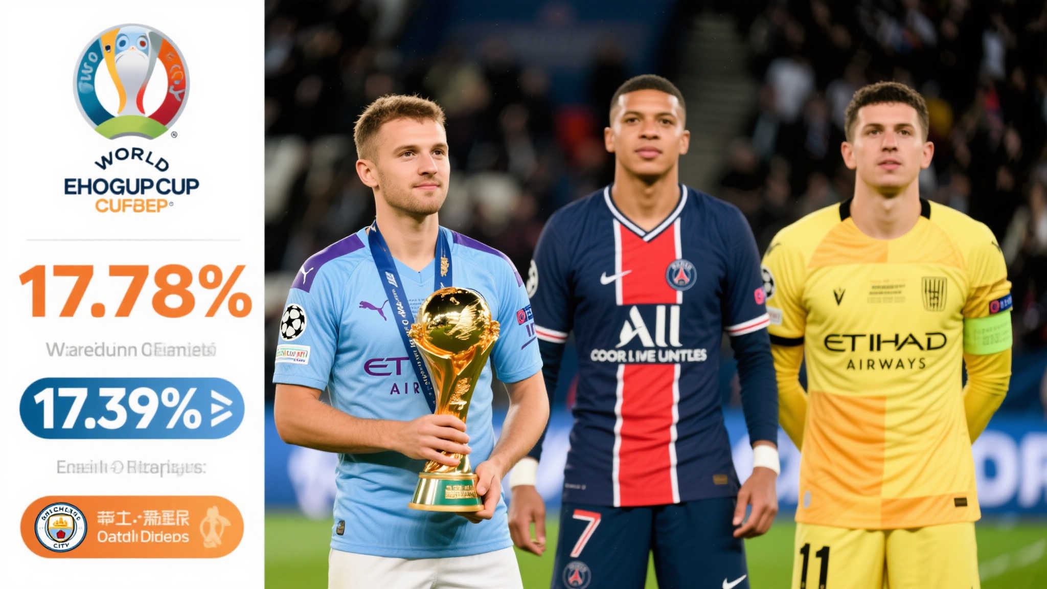 世俱赛夺冠机率：曼城居首，巴黎紧随其后